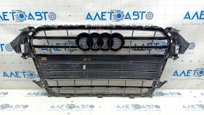 Radiator grille assembly Audi A4 B8 13-16 rest mat, with emblems, sand, scratches, non-factory holes