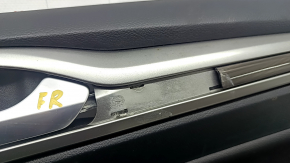 Door trim card front right Ford Fusion mk5 17-20 black wood insert, leather armrest, gray molding, scratches, missing fragment, dry cleaning