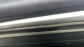 Door trim card rear left Ford Fusion mk5 17-20 black leather with wood insert, leather armrest, gray molding, scratches, dry cleanable