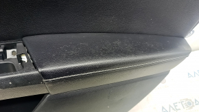Door trim card rear right Ford Fusion mk5 17-20 black leather with wood insert, leather armrest, gray molding, scratches, dry cleanable