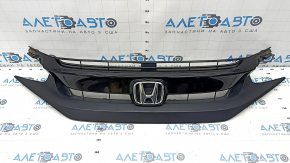 Radiator grille Honda Civic X FC 19-21 complete, 3 parts, black gloss, broken guide
