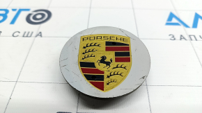 Central cap for disk Porsche Macan 15-24 color emblem for R21, 64.5/46.5mm, silver, scratches