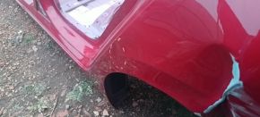 Tesla Model 3 21- Left Rear Wing Sunset on Body, Red PPMR Dent