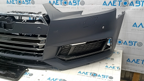 Front bumper assembly Audi A4 B9 17-19 S-line for parking sensors and washer