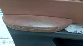 Door trim card front left BMW X5 F15 14-18 black, insert leather brown Dakota, without curtain, armrest leather brown, overlay under the tree, with handle, scratches, dents, bumps