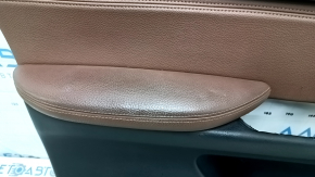 Door trim card front left BMW X5 F15 14-18 black, insert leather brown Dakota, without curtain, armrest leather brown, overlay under the tree, with handle, scratches, dents, bumps