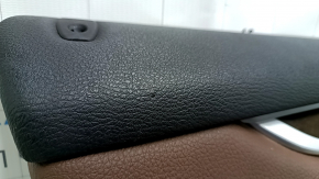 Door trim card front left BMW X5 F15 14-18 black, insert leather brown Dakota, without curtain, armrest leather brown, overlay under the tree, with handle, scratches, dents, bumps
