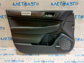 Door trim card front left Subaru Outback 15-16 black, leather, wood insert, scratch, leather defect, dents