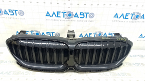 Radiator grill assembly BMW 3 G20 19-22 black, broken mount, scratches