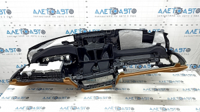 Torpedo front panel with AIRBAG BMW 3 G20 19-22 black with brown COGNAC, without projection, with speaker grille