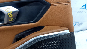 Door trim card rear left BMW 3 G20 19- black, brown leather COGNAC, with chrome insert, with handle