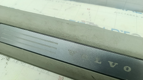 Door sill trim front left inner Volvo XC90 16-22 with backlight, gray, scratches, for cleaning