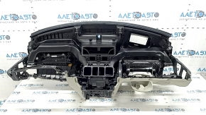 Torpedo front panel with AIRBAG Volvo XC90 16-22 under projection, leather black with gray, gray stitching, dents