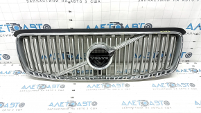 Radiator grill with Volvo XC90 16-19 badge, gray, chrome frame, with badge for camera, bumpers