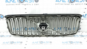 Radiator grill with Volvo XC90 16-19 badge, gray, chrome frame, with badge for camera, bumpers
