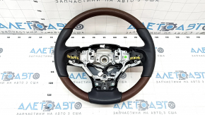 Naked steering wheel Lexus RX350 RX450h 16-22 leather black, gray stitching, wood inserts, heated, with vibration, under petals