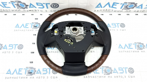 Naked steering wheel Lexus RX350 RX450h 16-22 leather black, gray stitching, wood inserts, heated, with vibration, under petals