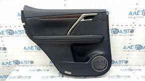 Door trim card rear left Lexus RX350 RX450h 20-22 black, insert and armrest black leather, gray stitching, molding under the tree, scratches, dents