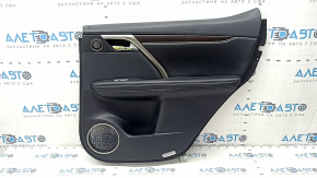 Door trim card rear right Lexus RX350 RX450h 20-22 black, insert and armrest black leather, gray stitching, molding under the tree, scratches, dents