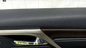 Door trim card rear right Lexus RX350 RX450h 20-22 black, insert and armrest black leather, gray stitching, molding under the tree, scratches, dents
