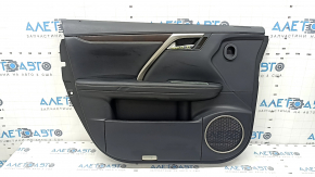 Door trim card front left Lexus RX350 RX450h 20-22 black, insert and armrest black leather, gray stitching, molding under the tree, scratches, dented