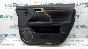 Door trim card front right Lexus RX350 RX450h 20-22 black, insert and armrest black leather, gray stitching, molding under the tree, dented