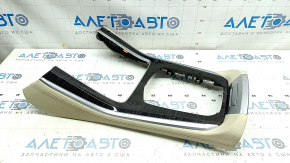 BMW X5 G05 19-22 center console trim Canberra-Beige leather, Fineline Stripe trim
