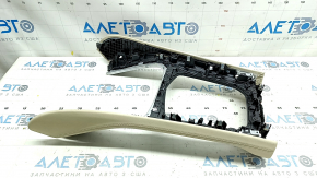 BMW X5 G05 19-22 center console trim Canberra-Beige leather, Fineline Stripe trim