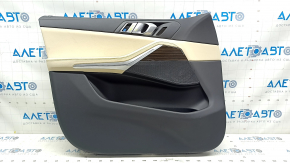 Door trim card front left BMW X5 G05 19-23 leather schwarz/Canberra-Beige