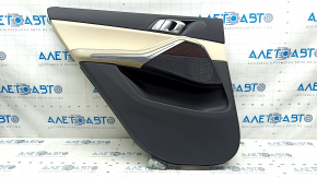 Door trim card rear left BMW X5 G05 19-23 leather schwarz/Canberra-Beige without curtain
