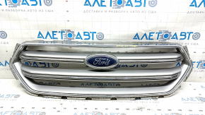 Radiator grill grill Ford Escape MK3 17-19 rest gray with chrome with emblem, sand, broken mount