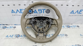 Naked steering wheel Nissan Rogue 14-16, beige rubber, worn, needs cleaning