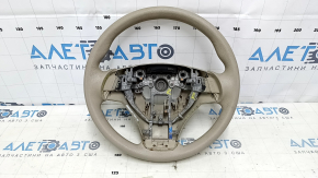 Bare steering wheel Nissan Rogue 14-16, beige rubber, worn, needs dry cleaning, broken fasteners