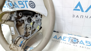 Bare steering wheel Nissan Rogue 14-16, beige rubber, worn, needs dry cleaning, broken fasteners