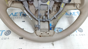 Bare steering wheel Nissan Rogue 14-16, beige rubber, worn, needs dry cleaning, broken fasteners
