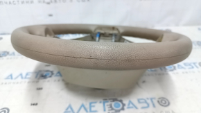 Bare steering wheel Nissan Rogue 14-16, beige rubber, worn, needs dry cleaning, broken fasteners