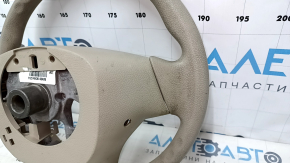 Bare steering wheel Nissan Rogue 14-16, beige rubber, worn, needs dry cleaning, broken fasteners