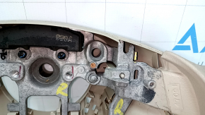Bare steering wheel Nissan Rogue 14-16, beige rubber, worn, needs dry cleaning, broken fasteners