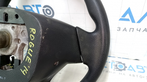 Bare steering wheel Nissan Rogue 14-16 rubber black, broken fasteners, needs cleaning