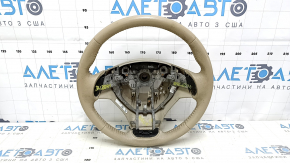 Naked steering wheel Nissan Rogue 14-16 beige leather, dry-cleaned, worn, scratches, cracks