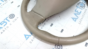 Naked steering wheel Nissan Rogue 14-16 beige leather, dry-cleaned, worn, scratches, cracks