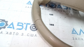 Naked steering wheel Nissan Rogue 14-16 beige leather, dry-cleaned, worn, scratches, cracks
