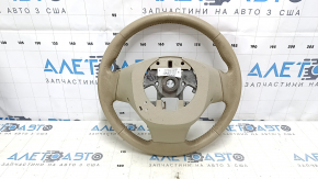 Naked steering wheel Nissan Rogue 14-16 beige leather, dry-cleaned, worn, scratches, cracks