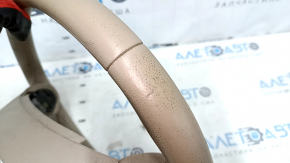 Naked steering wheel Nissan Rogue 14-16 beige leather, dry-cleaned, worn, scratches, cracks