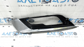 Front bumper grille left Ford Fusion mk5 17-18 under fog lights LED gloss, with chrome molding, broken mount, sand