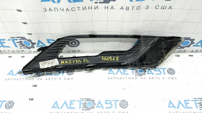 Front bumper grille left Ford Fusion mk5 17-18 under fog lights LED gloss, with chrome molding, broken mount, sand