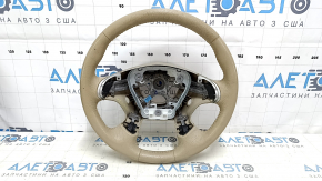 Naked steering wheel Nissan Pathfinder 13-16 beige leather, for dry cleaning, scratches, rubbed