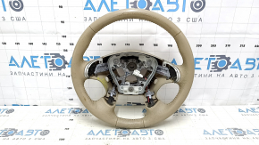 Naked steering wheel Nissan Pathfinder 13-16 leather beige, heated, for dry cleaning, scratches, rubbed