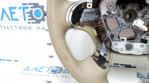 Naked steering wheel Nissan Pathfinder 13-16 leather beige, heated, for dry cleaning, scratches, rubbed
