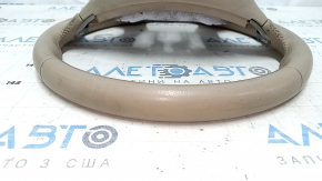 Naked steering wheel Nissan Pathfinder 13-16 leather beige, heated, for dry cleaning, scratches, rubbed